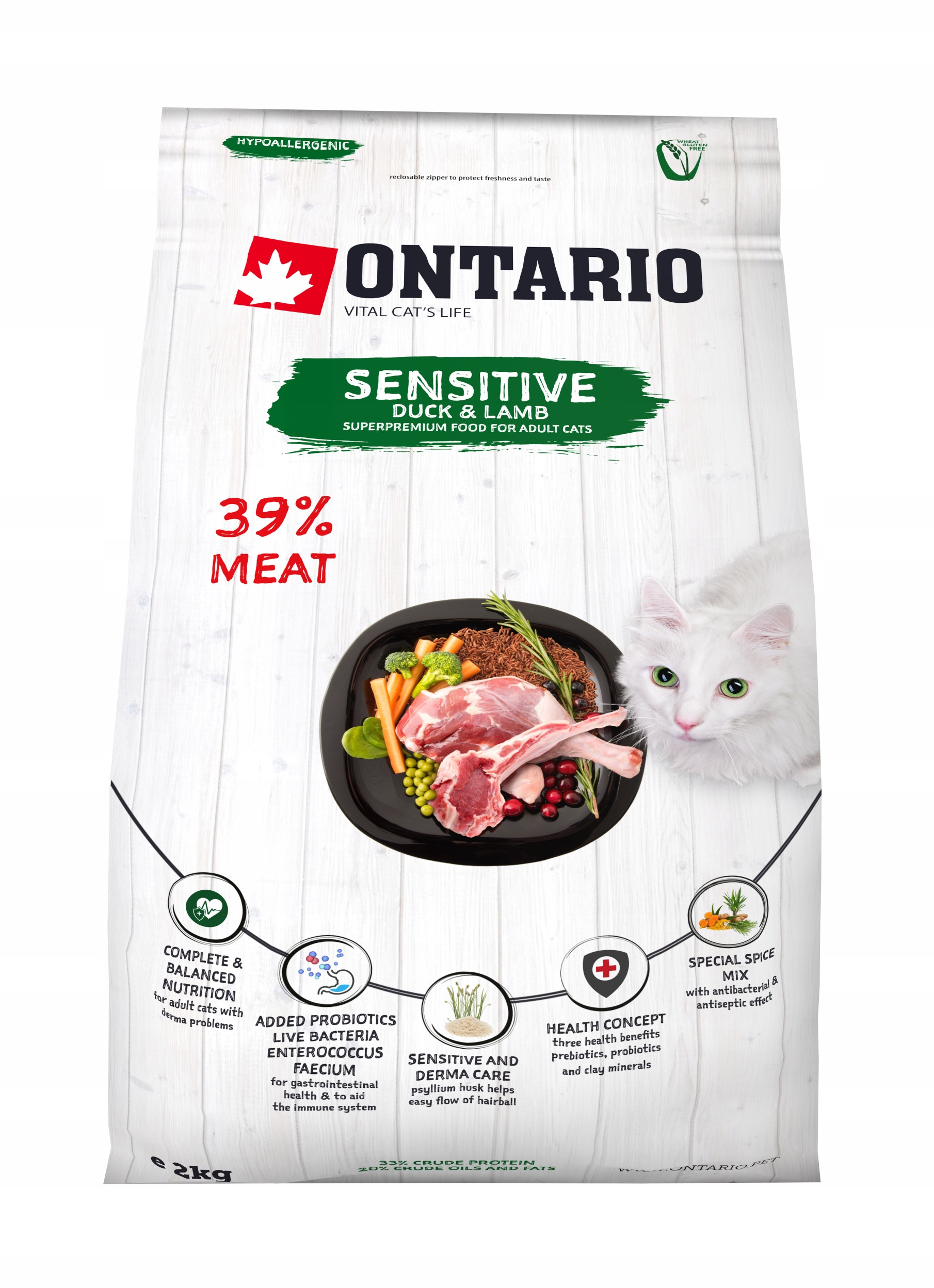 Ontario Cat Sensitive/Derma 2kg – Hipoalergiczna karma dla kotów