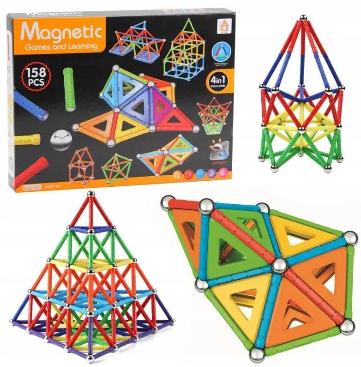 Klocki magnetyczne 158elem A-1030 – Kreatywna zabawa dla dzieci