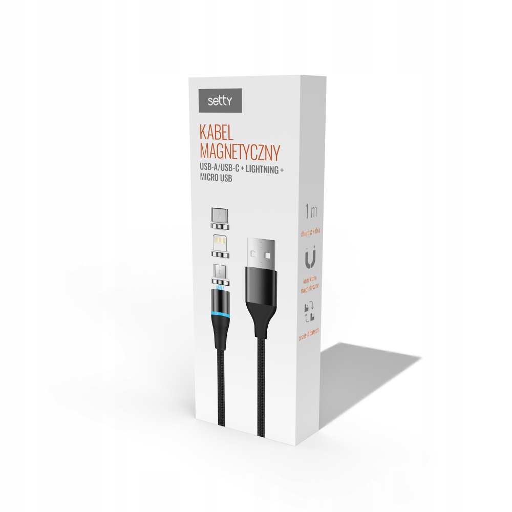 Setty kabel magnetyczny TD 3w1 2,5A 1,0 m KBM-01 – Uniwersalne rozwiązanie do ładowania