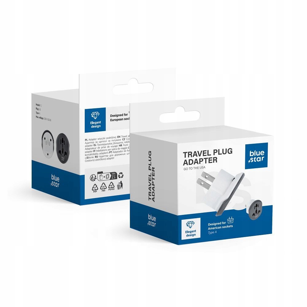 Adapter podróżny BLUE STAR GO TO USA (Type A) 10A biały – Niezbędne akcesorium dla podróżników