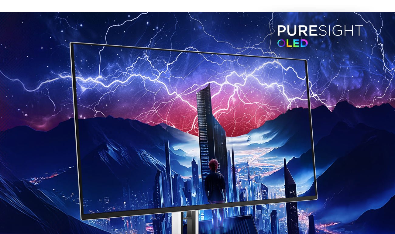 Na ekranie monitora Lenovo Legion Pro 32UD-10 scena z gry komputerowej