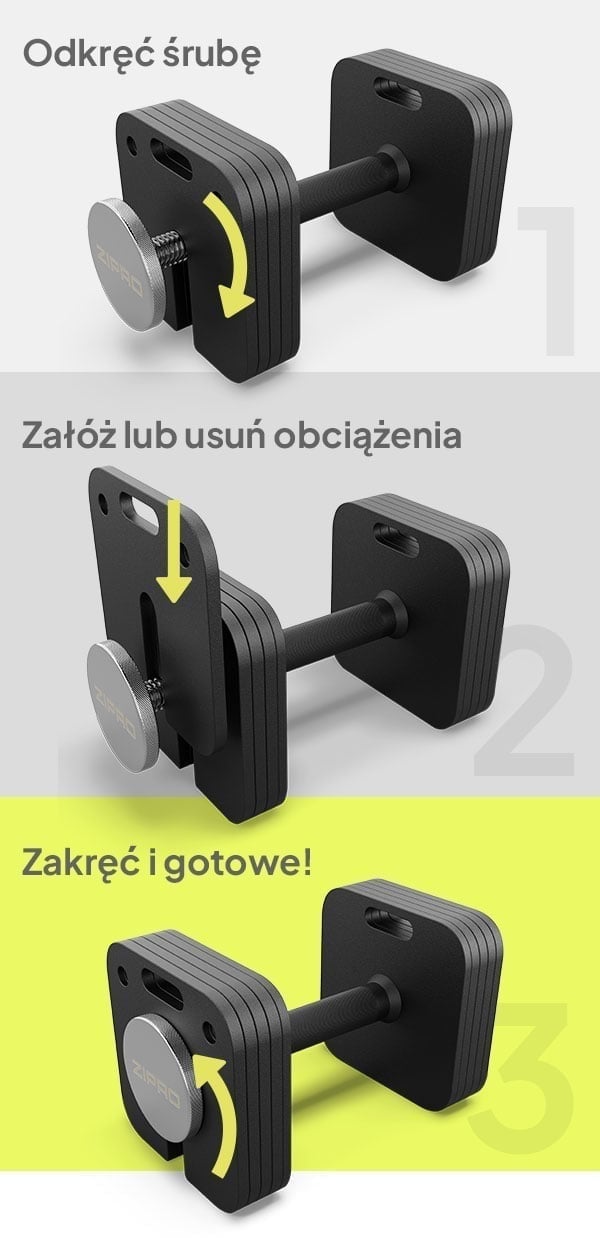 ZIPRO Hantla z regulacja obciążenia 24 kg