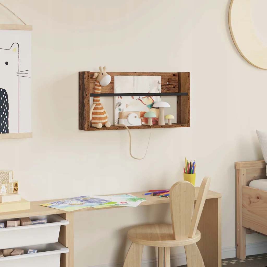 Regał na gazety z półką w stylu vintage 60 x 12 x 30 cm – Stylowe rozwiązanie do Twojego wnętrza