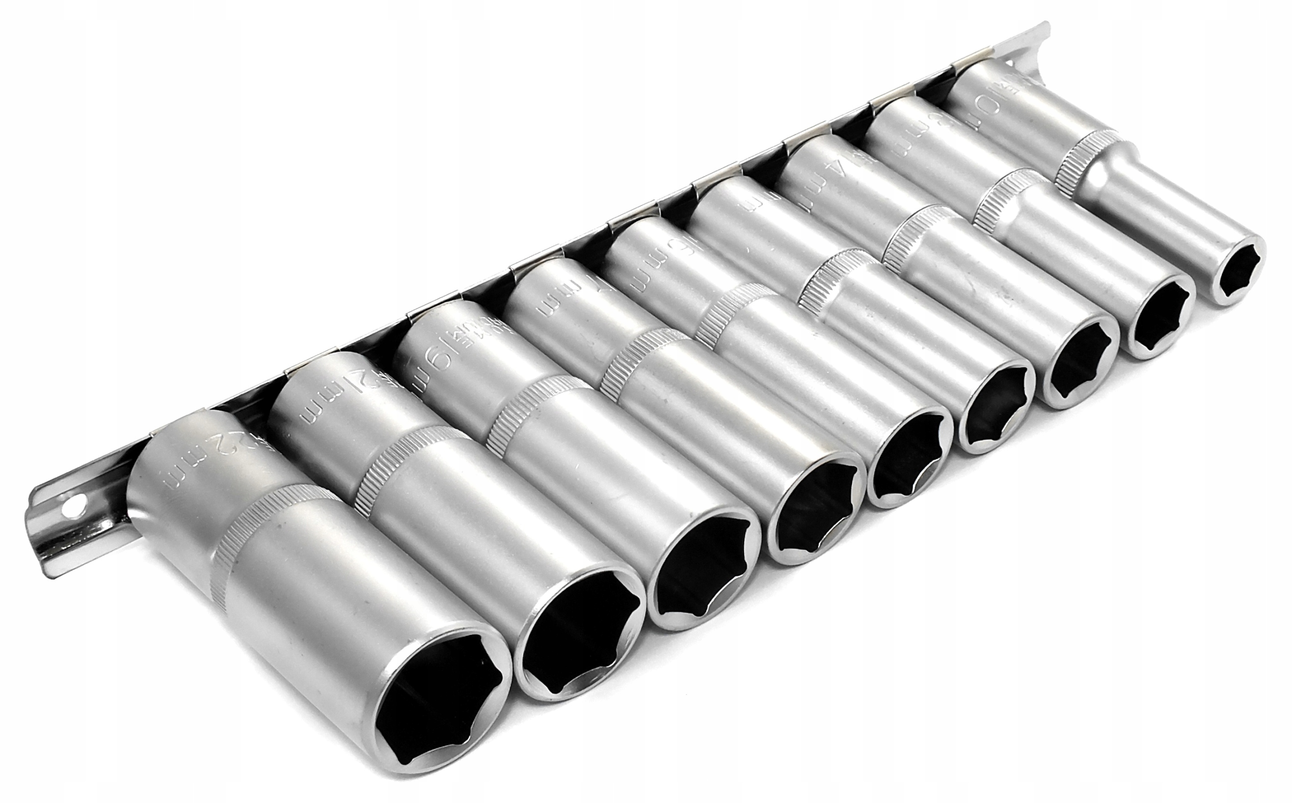 Klucze 10-22mm Długie Nasadki HEX 1/2 na Szynie 9x – Niezbędne narzędzie w Twoim warsztacie