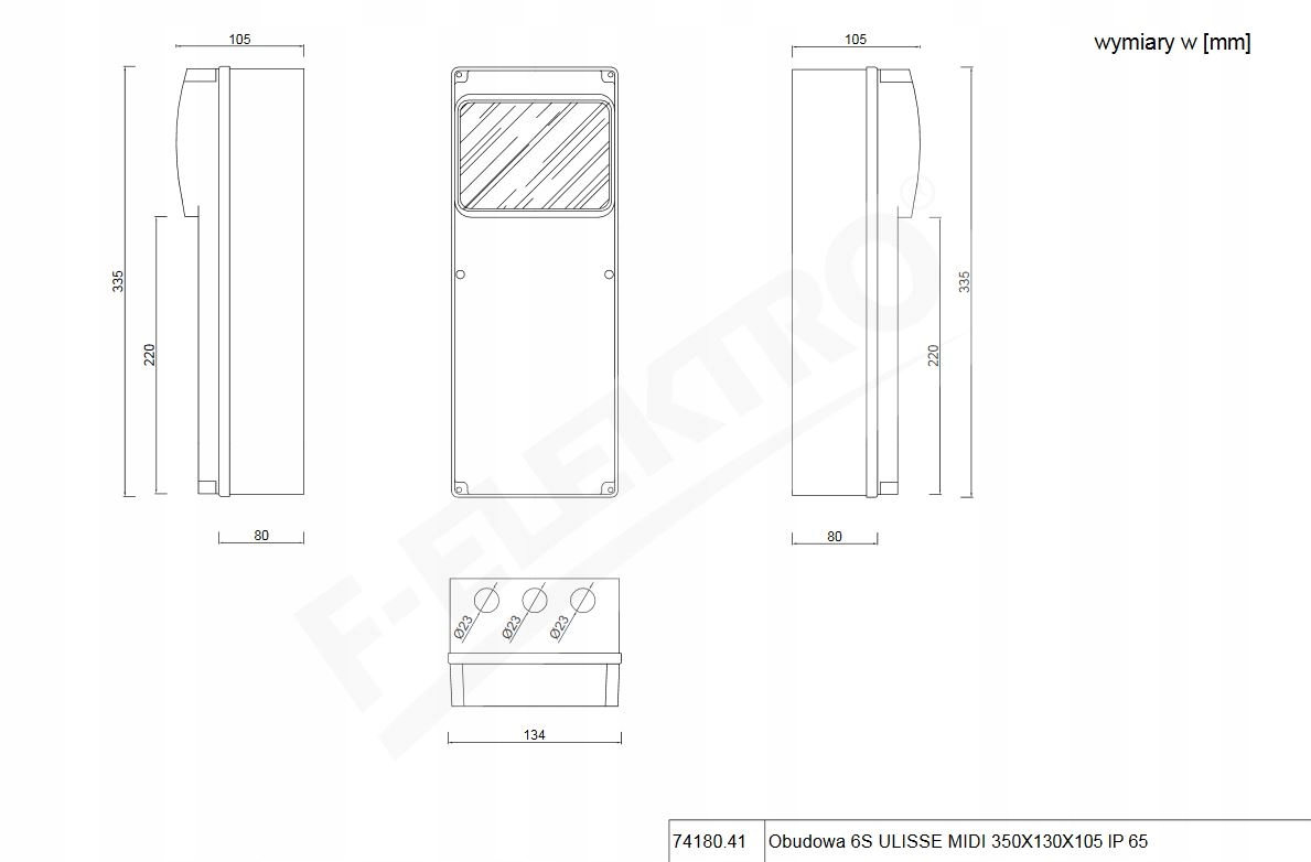 Wymiary obudowy – 355x135x105mm