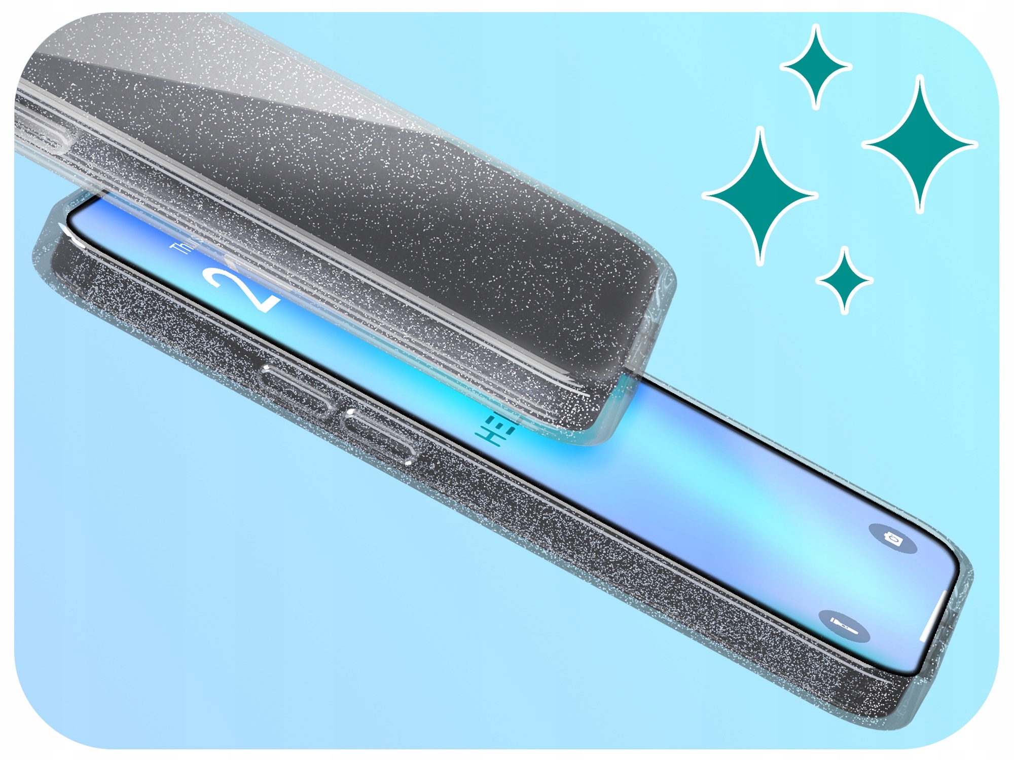 Stylowy design – Przezroczyste etui brokatowe SHINE