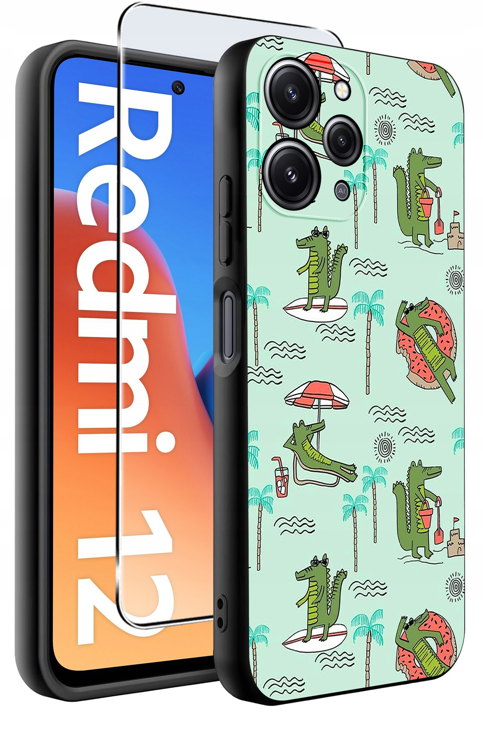 Etui do Xiaomi Redmi 12 4G WZORY | Silikonowe Matt Case + Szkło Hartowane 9H – Ochrona i styl w jednym
