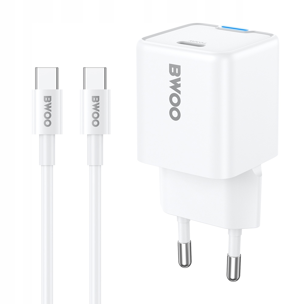 BWOO ładowarka sieciowa PD GaN 30W USB-C z kablem 60W – Szybkie i bezpieczne ładowanie