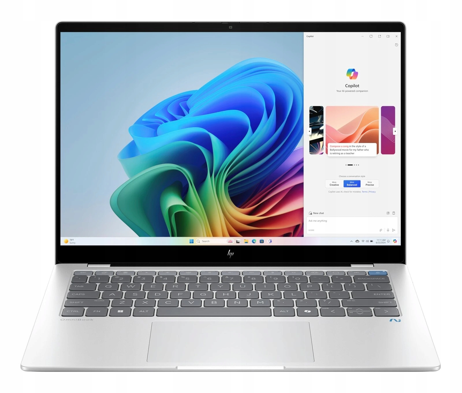 Laptop HP OmniBook Copilot+ 14-FE Snapdragon 16GB 512GB Dotyk Win11 Srebrny – Nowoczesne rozwiązanie dla każdego użytkownika