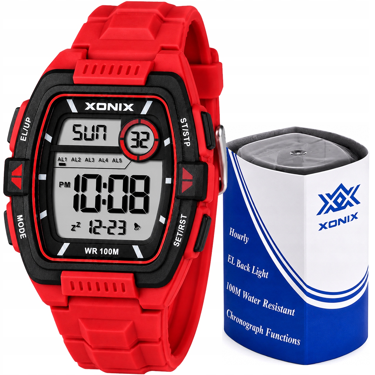 Zegarek męski DBI-003 – Czerwony elektroniczny zegarek sportowy