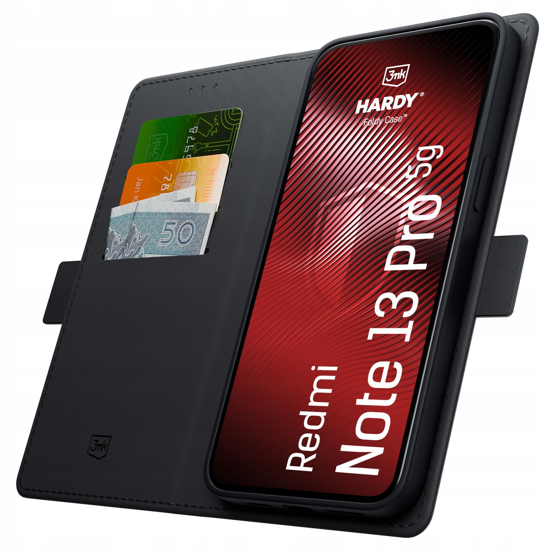 Redmi Note 13 Pro 5G – Etui z klapką 3mk HARDY® Foldy Case™ – Złóż i chroń