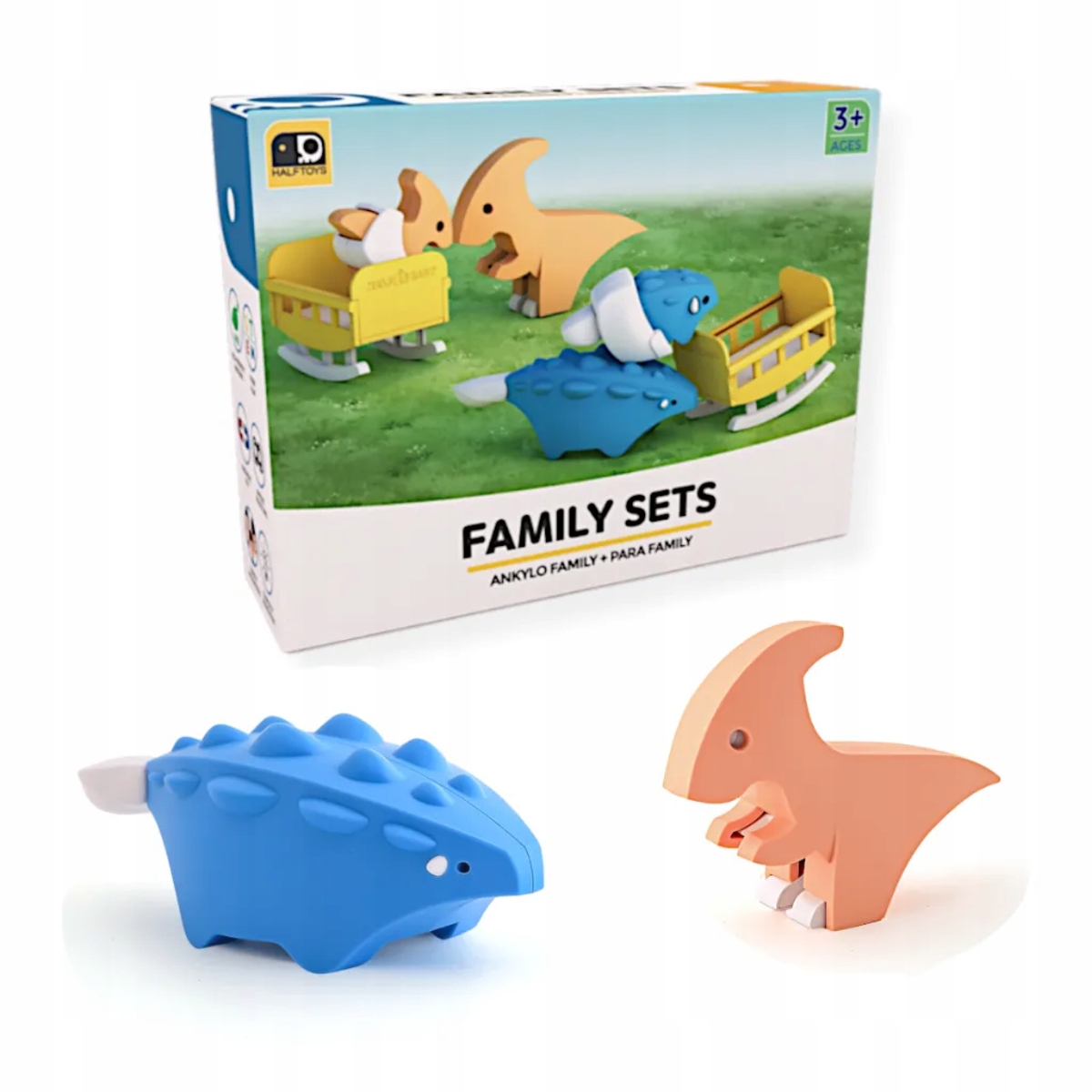 Figurki magnetyczne dinozaury 3D Ankylo i Para – Edukacyjna zabawa dla najmłodszych