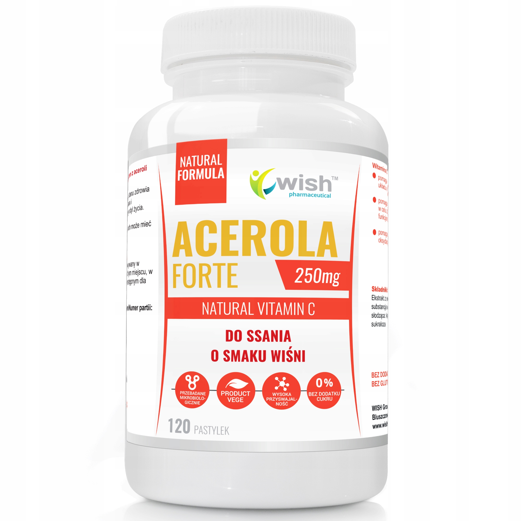 WISH Acerola Forte 250mg – źródło witaminy C w pastylkach