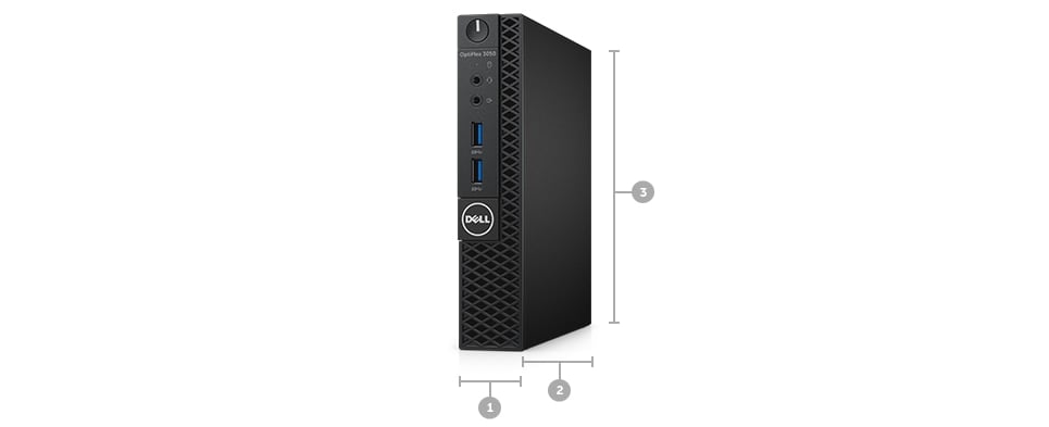 Optiplex 3050 w obudowie typu micro — Wymiary Optiplex 3050 w obudowie typu micro — Wymiary