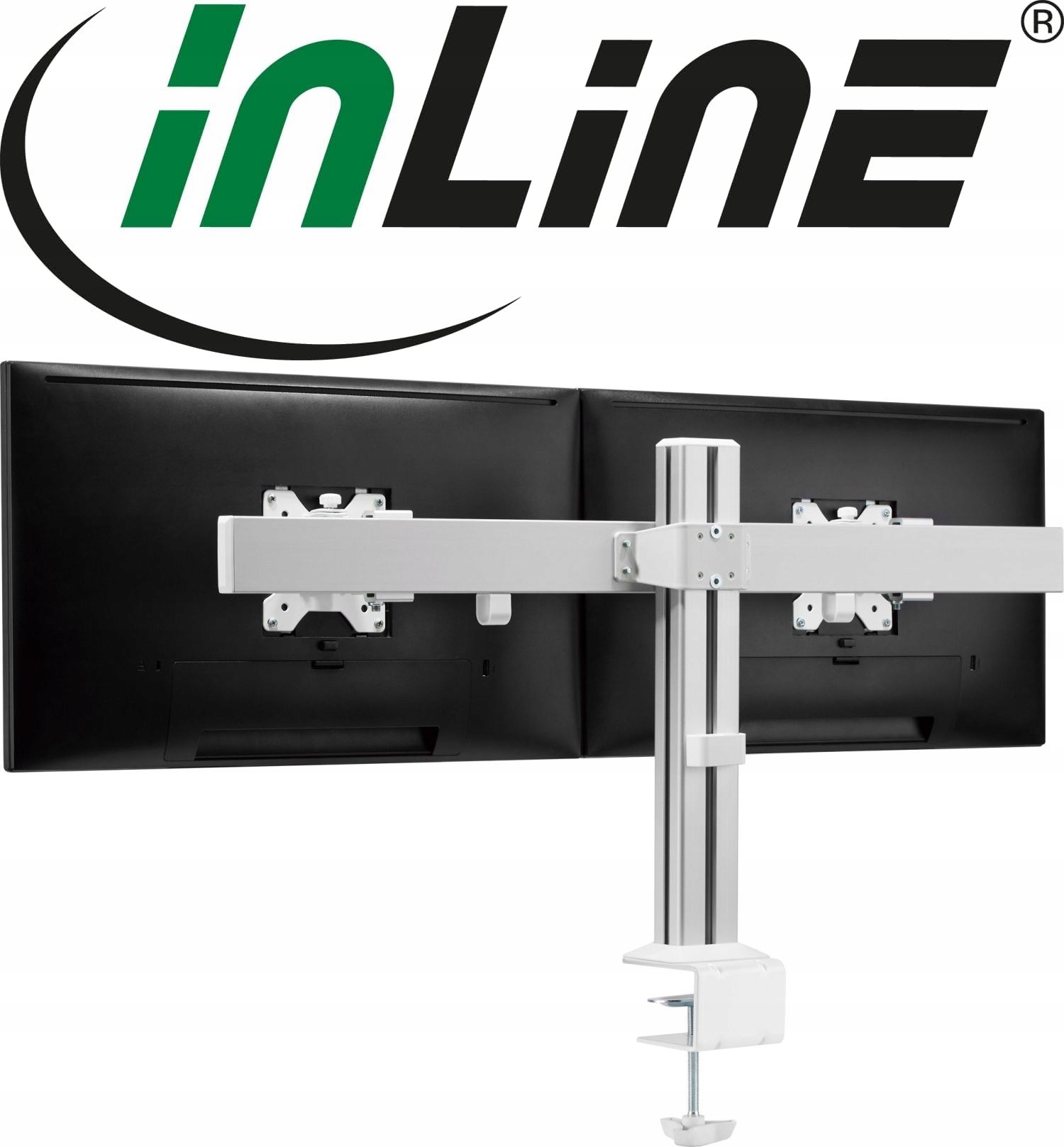 Uchwyt biurkowy InLine® Aluminium do dwóch monitorów 17