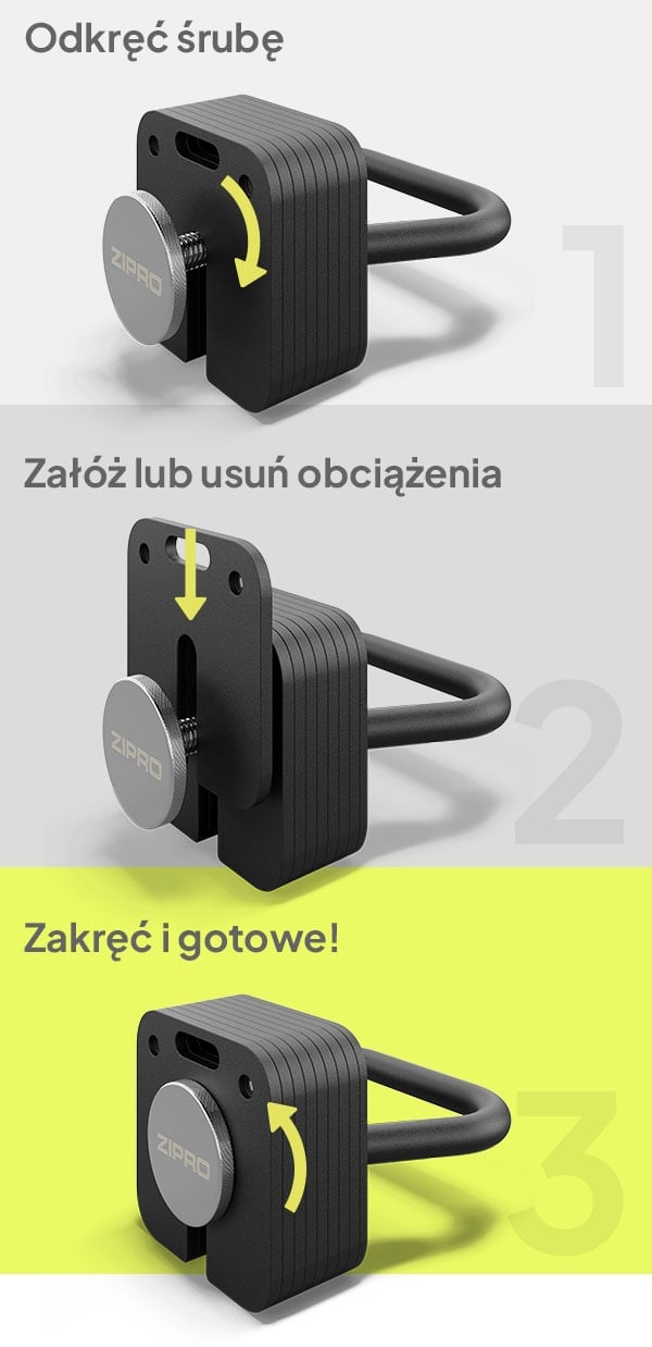 ZIPRO Kettlebell z regulacja obciążenia 19 kg