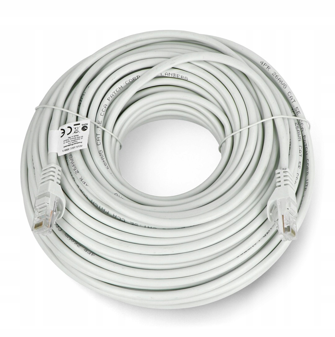 PATCHCORD KAT.5E 30M SZARY FLUKE PASSED LANBERG – Niezawodne połączenie dla Twojej sieci