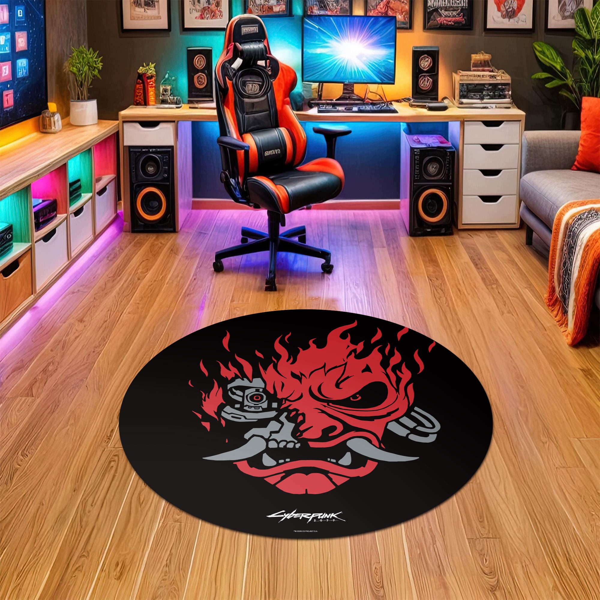 Mata pod fotel Cyberpunk 2077 Samurai Rock Legend – Wprowadź klimat Night City do swojego biura