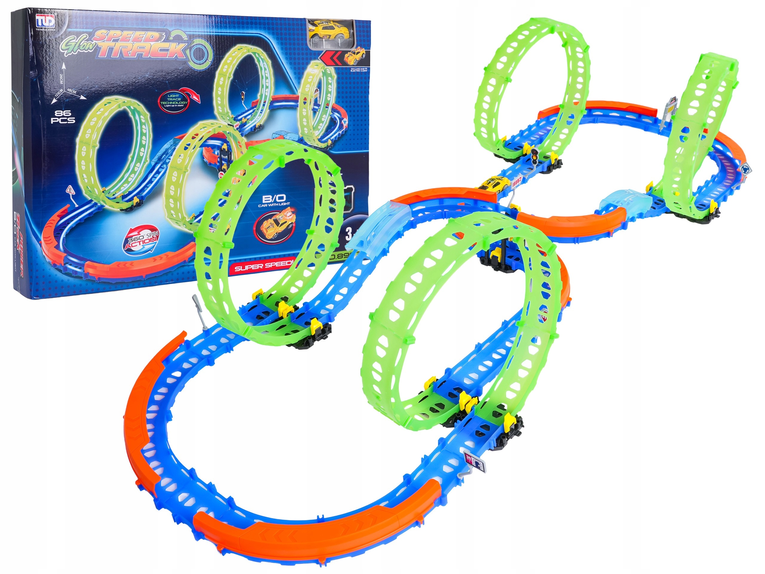 Tor Wyścigowy Świecący w Ciemności 86el. – Niezapomniana zabawa dla dzieci