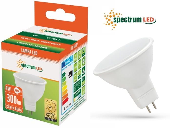 Żarówka led MR16/GU5,3 4W ciepła spectrumLED WOJ12789 Żarówka led MR16/GU5,3 4W ciepła spectrumLED WOJ12789