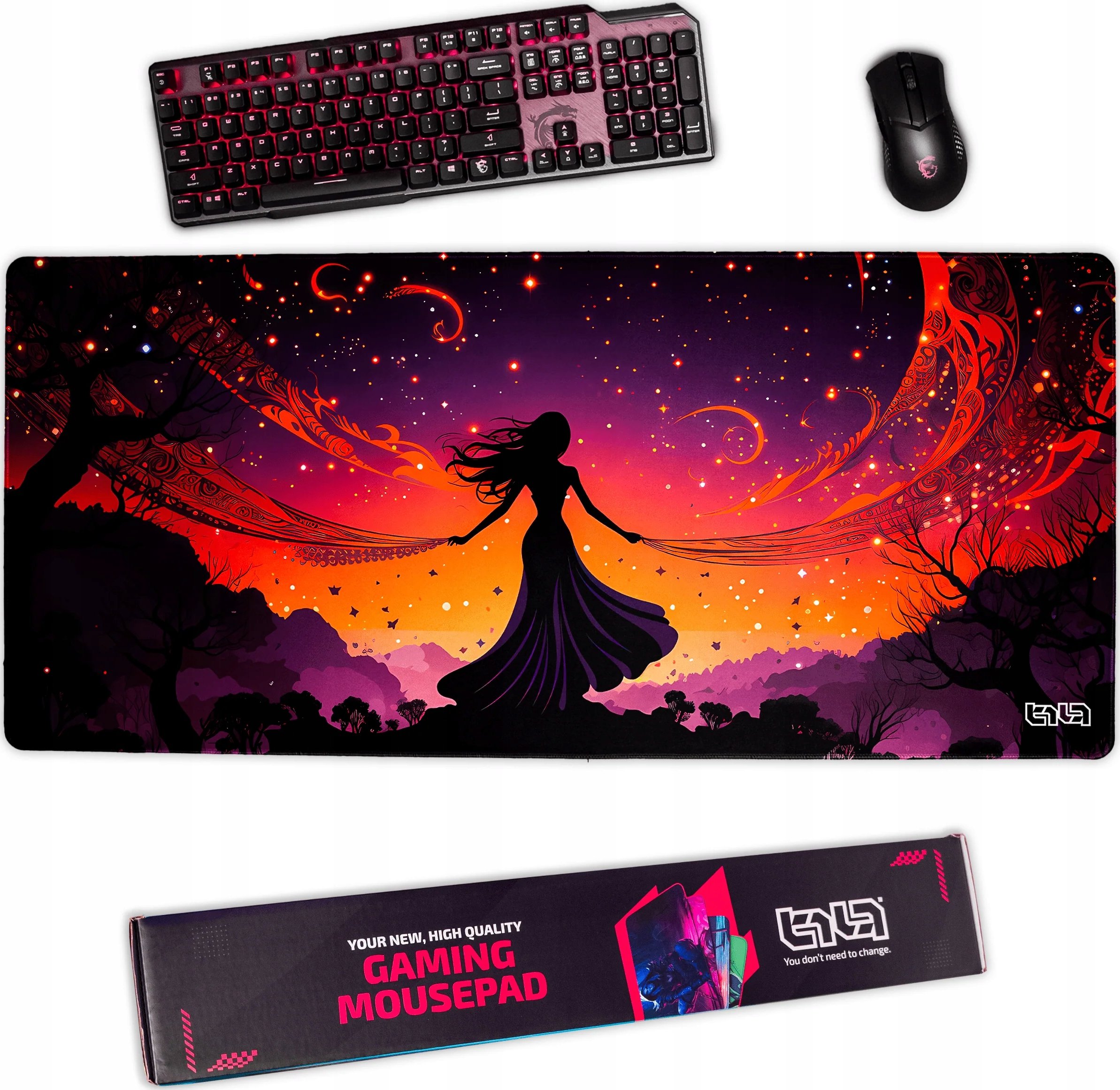 DUŻA PODKŁADKA POD MYSZKĘ Tańcząca z galaktyką 90x40 XL – Wyjątkowy design dla Twojego biurka