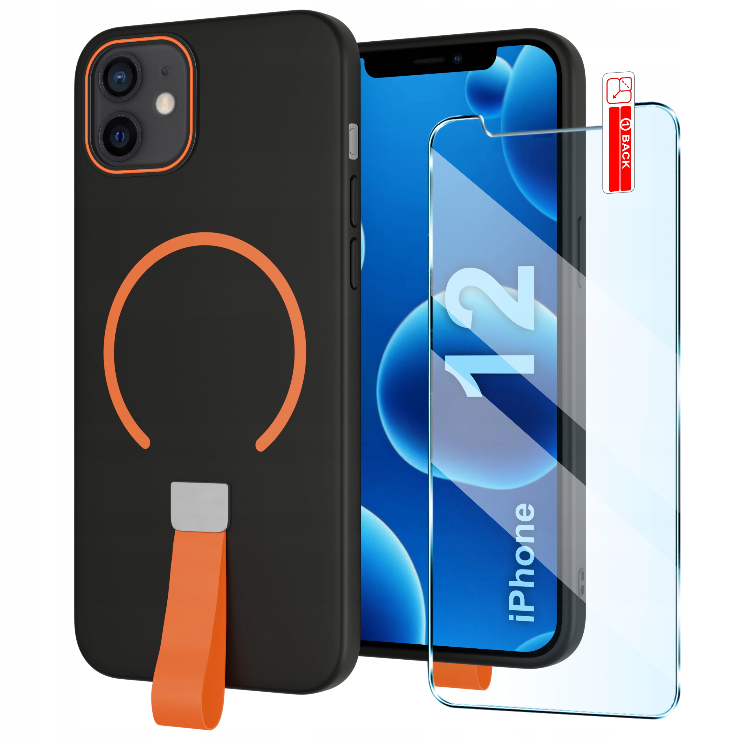 Etui z Paskiem na palec Matowe CZARNE do iPhone 12 – Idealna ochrona i styl