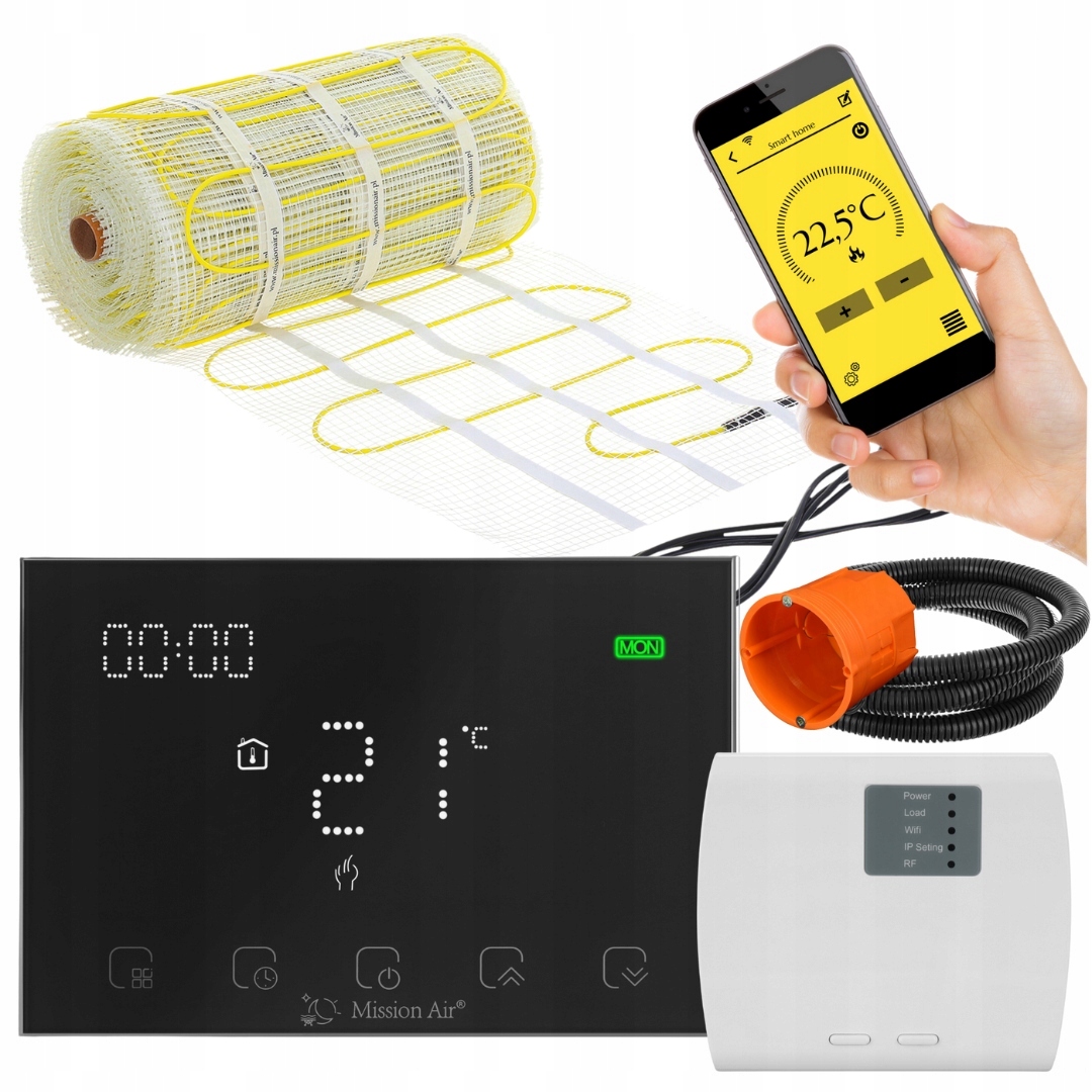 Zestaw elektrycznego ogrzewania podłogowego pod płytki MA-160 + Gemini Black