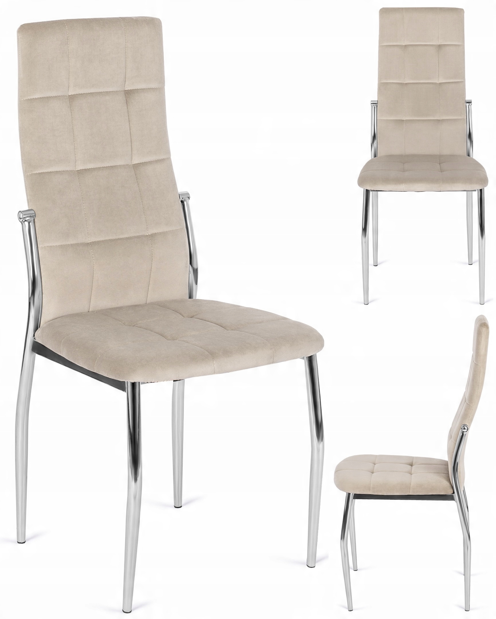 Mebel Elite Krzesło Tapicerowane do Jadalni MOLLY Beżowe Welurowe – Elegancja i komfort w Twoim wnętrzu