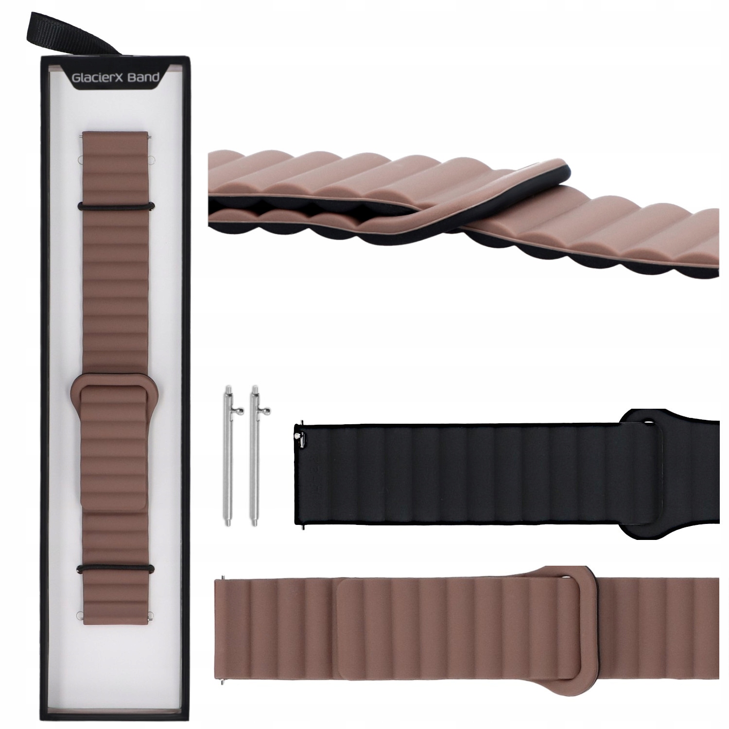 Pasek do smartwatcha Silicone Magnetic Wave Hot Chocolate Brązowo-czarny 22mm – Styl i funkcjonalność w jednym