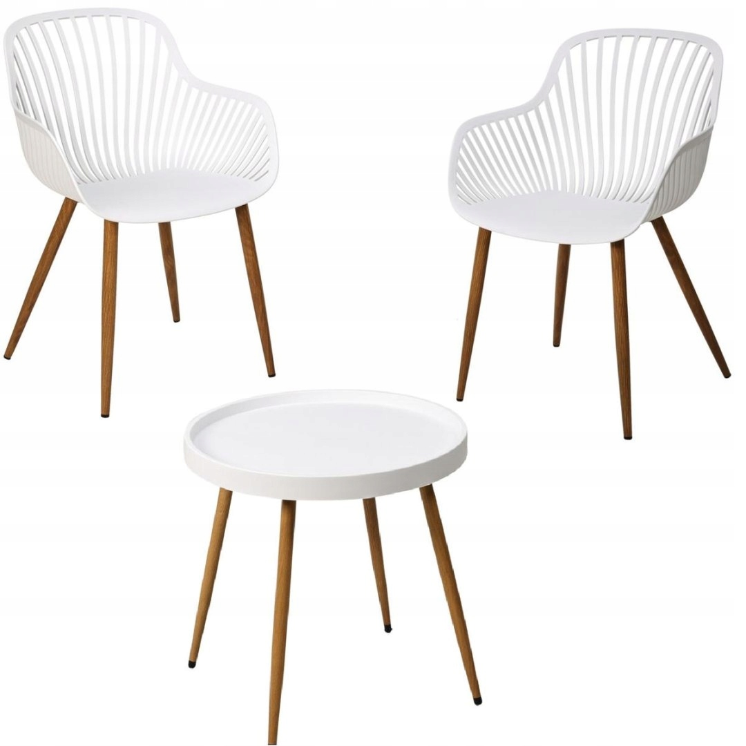 Zestaw mebli balkonowych stół i 2 krzesła biały – Idealne do relaksu na świeżym powietrzu