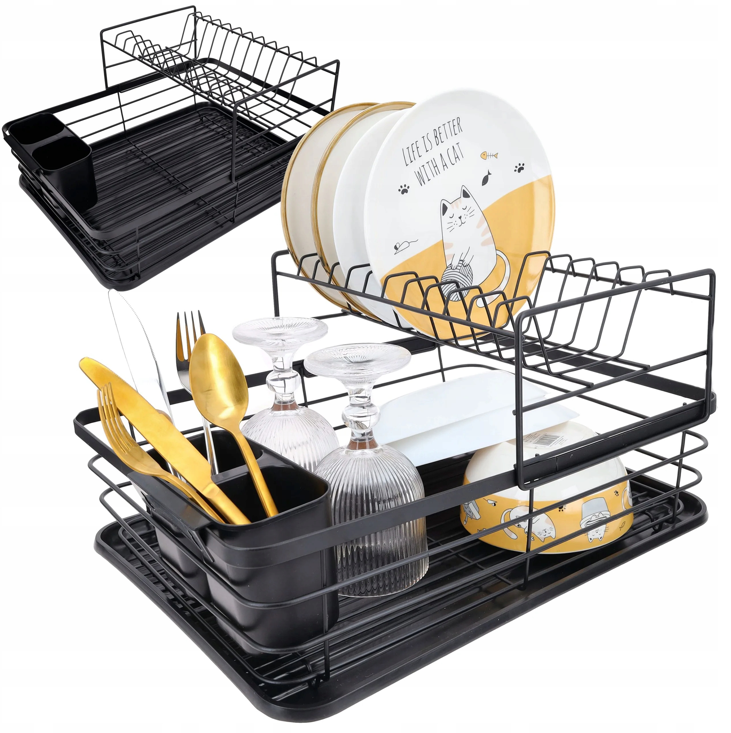 SUSZARKA do NACZYŃ stojąca ociekacz na sztućce talerze kubki CZARNA duża – Idealne rozwiązanie do Twojej kuchni