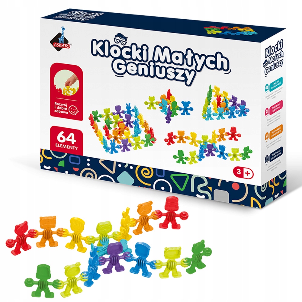 Klocki Małych Geniuszy - Liczmany 64 elementy – Zabawa i nauka w jednym