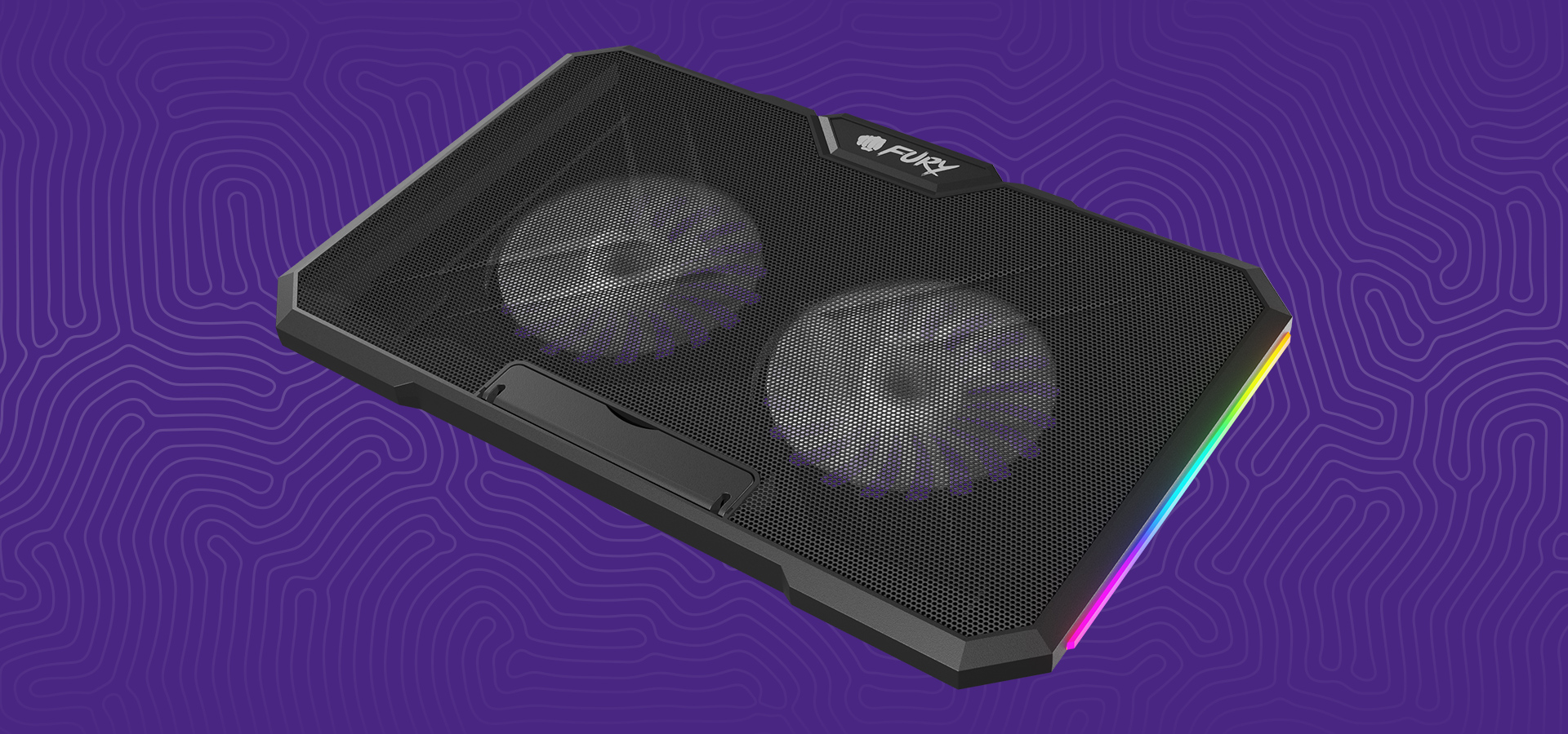 Podkładka chłodząca do laptopa z dwoma wentylatorami i kolorowym podświetleniem na krawędziach