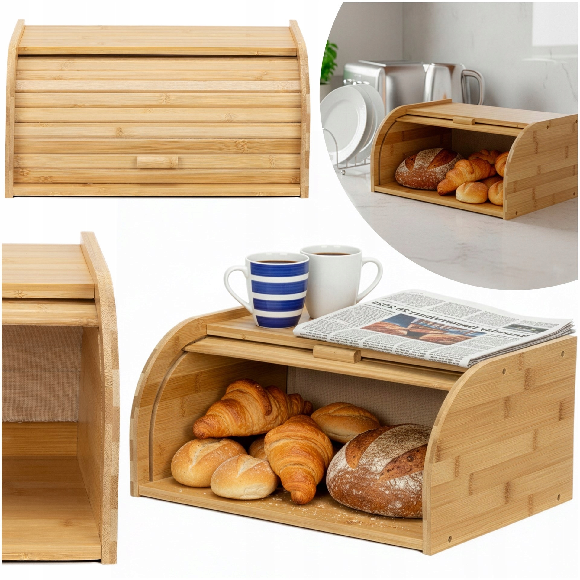 Chlebak bambusowy duży 38x28x18 cm – Eleganckie przechowywanie pieczywa