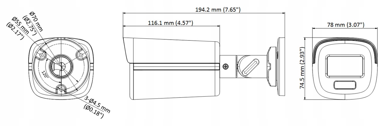 Wymiary i konstrukcja kamery