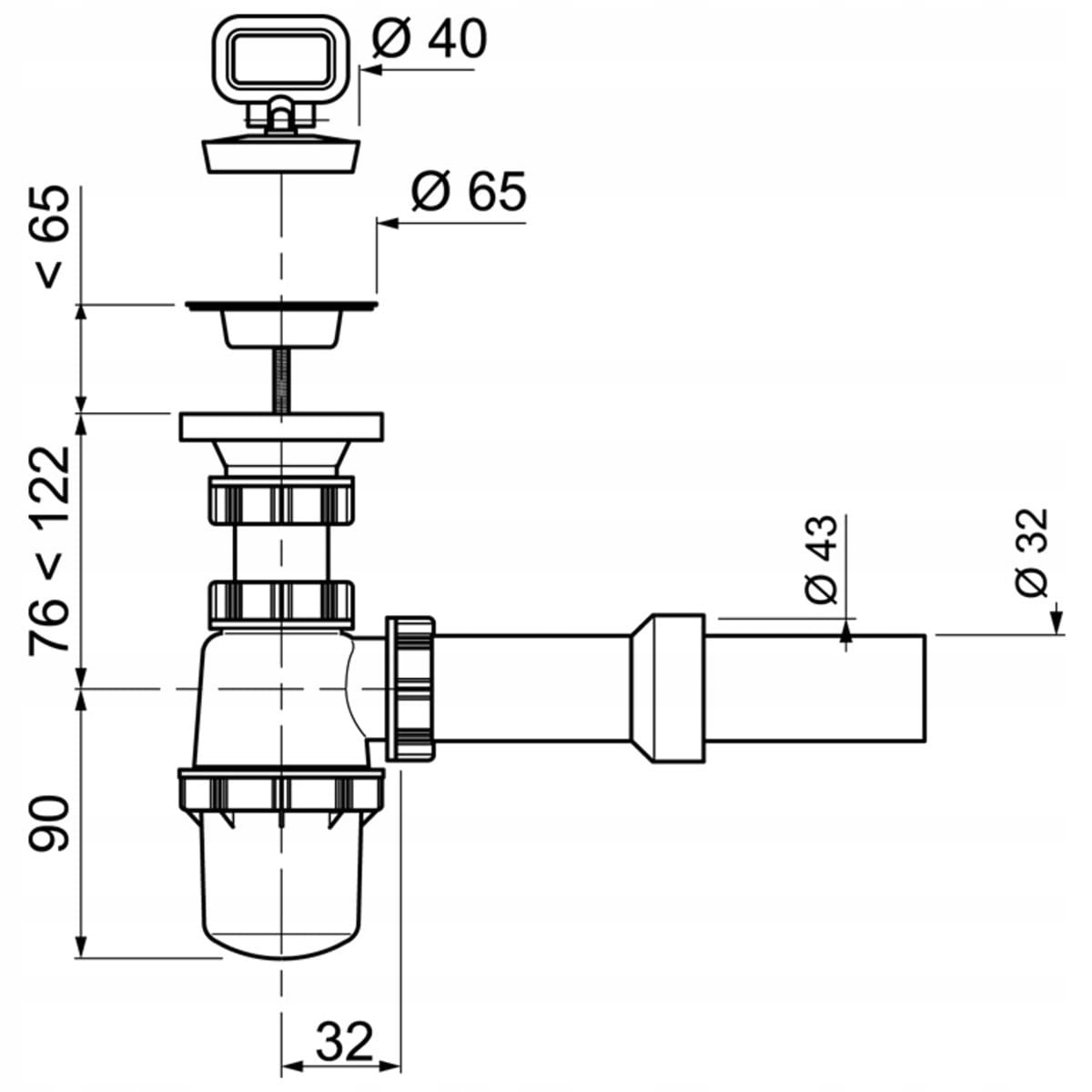 Wymiary i typ syfonu: 1 1/4'' x 32mm
