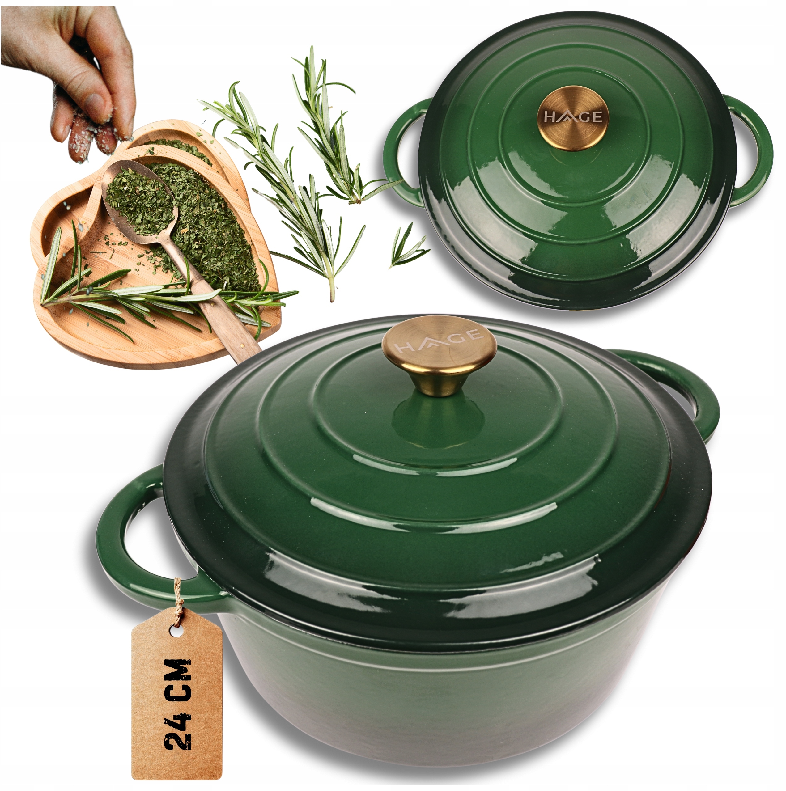 Emaliowany Garnek Żeliwny 24cm 4L HAGE – Elegancja i funkcjonalność w Twojej kuchni