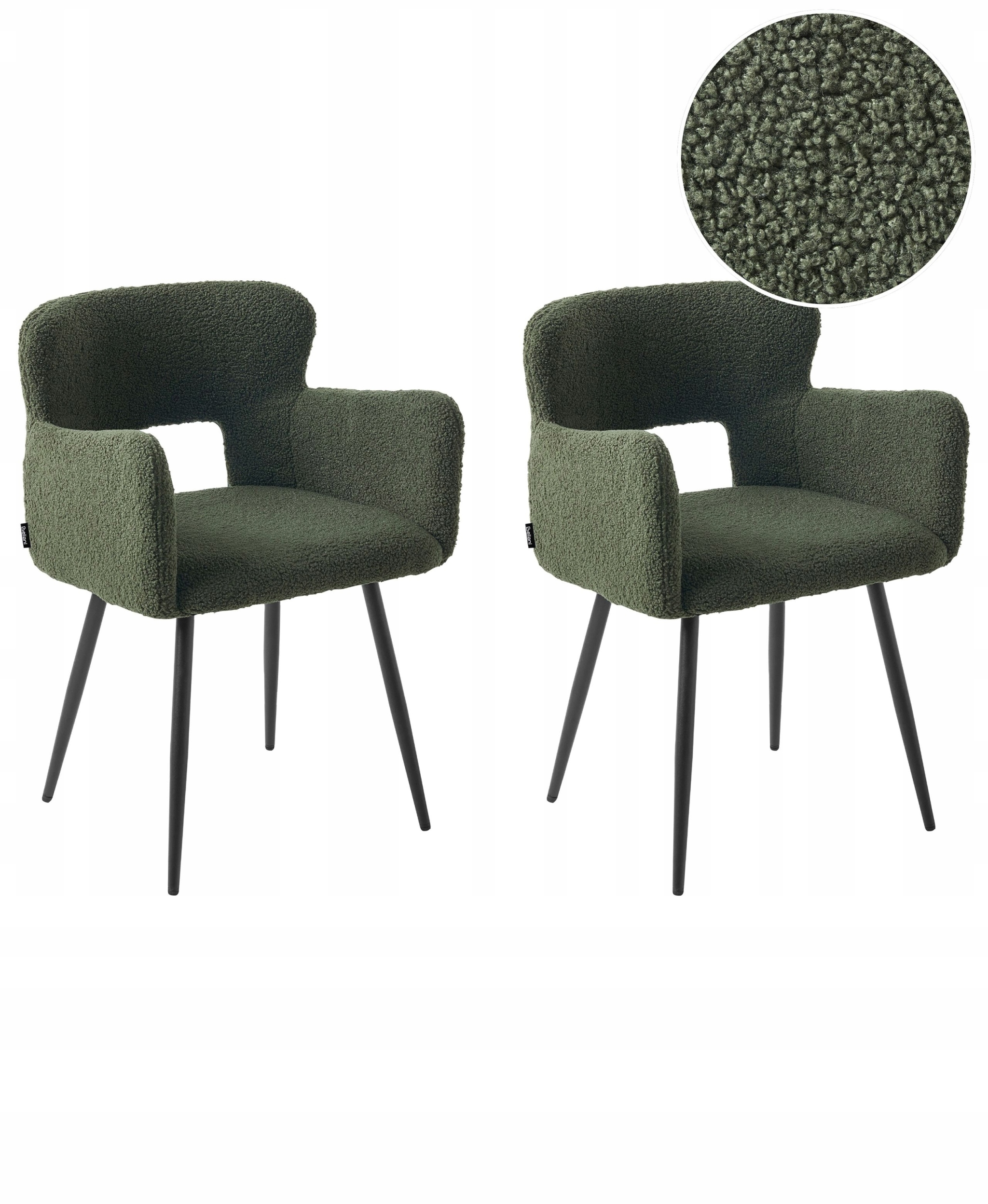 Zestaw 2 krzeseł do jadalni SANILAC Boucle Ciemnozielony – Elegancja i komfort w Twoim wnętrzu