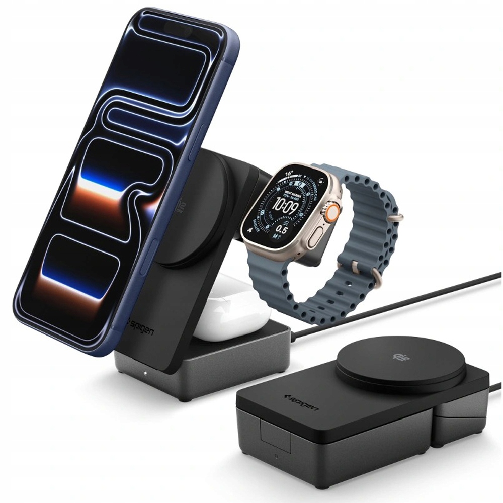 Funkcjonalność 3-w-1: Ładowanie smartfona, słuchawek i smartwatcha