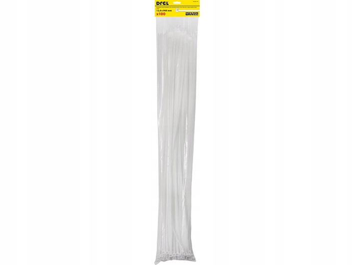DREL Opaski zaciskowe 12x900 mm nylon białe 100 szt – Idealne do mocowania