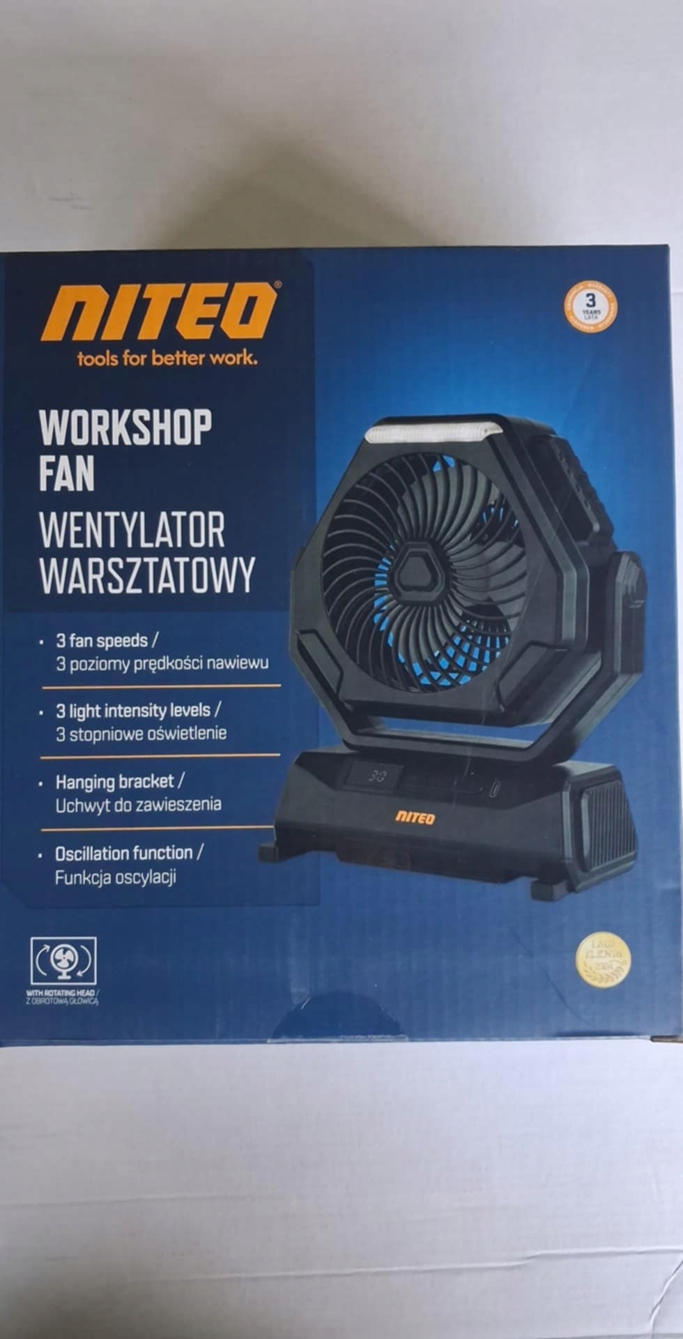 Wiatrak - Wentylator warsztatowy akumulatorowy - Czarny – Idealne rozwiązanie na upalne dni