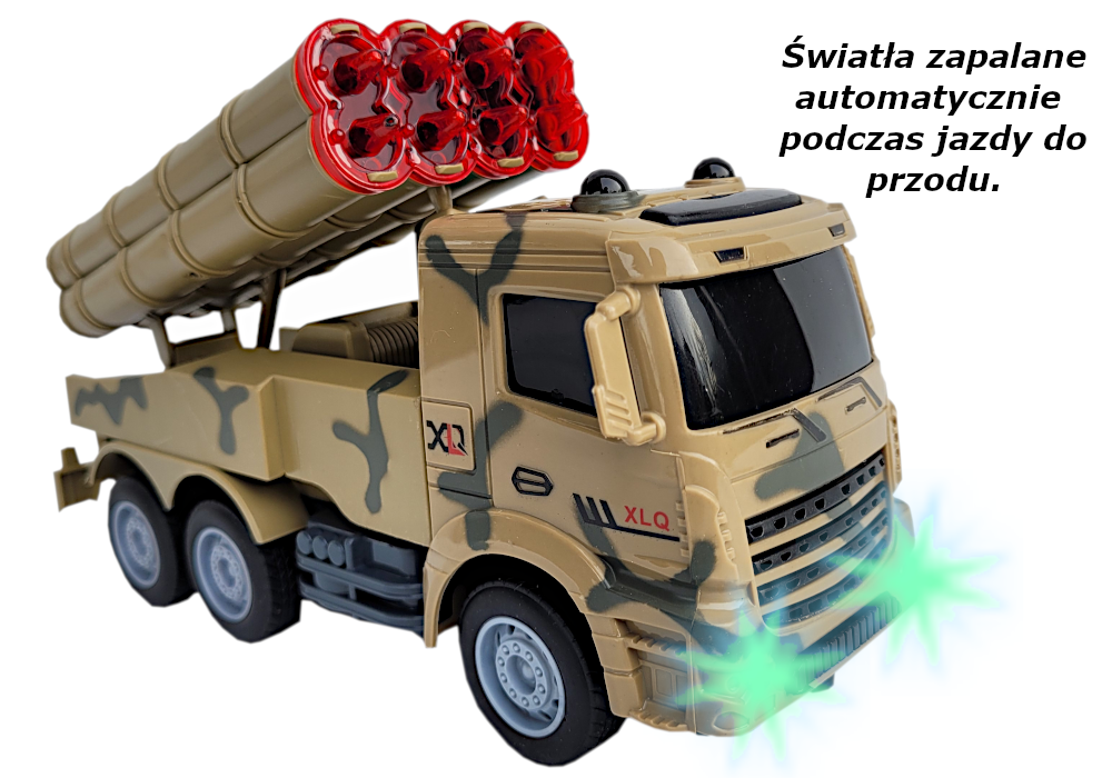 Auto Ciężarówka Wojskowa Rakiety RC Zdalnie Sterowana Pilot Ledy Tomdorix