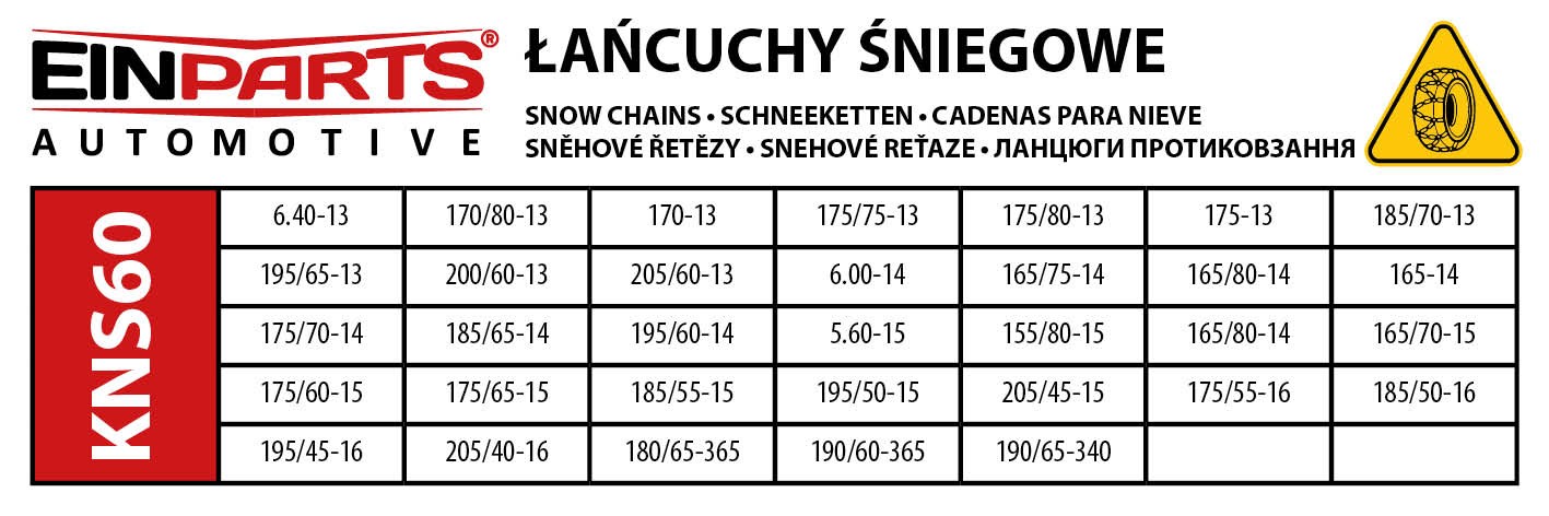 EINPARTS ŁAŃCUCHY ŚNIEGOWE KNS60 – Bezpieczna jazda zimą