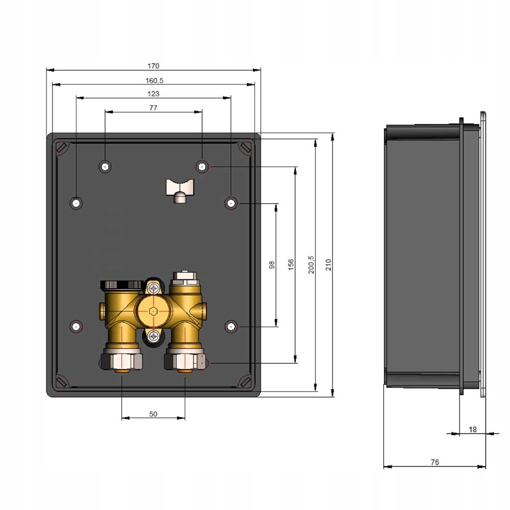 Rysunek techniczny zestawu Limit Box RTL GZ3/4