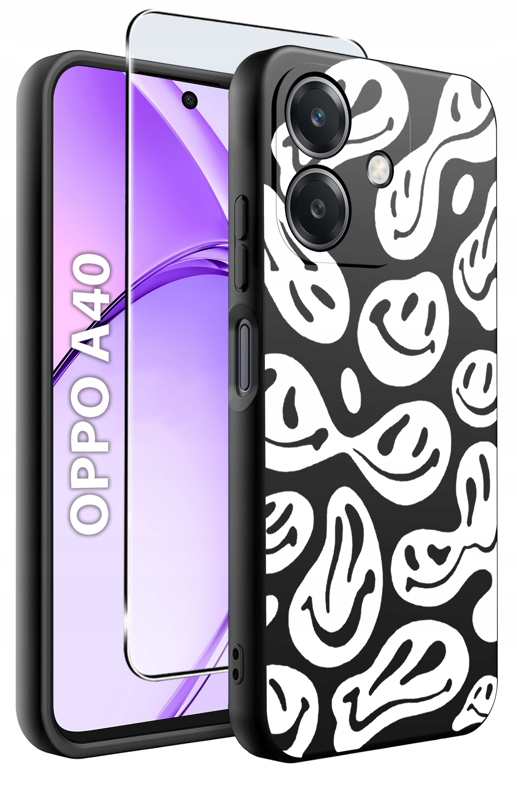 Etui do Oppo A40 | A40M | WZORY | SILIKONOWE MATT SZKŁO 9H – Ochrona i styl w jednym