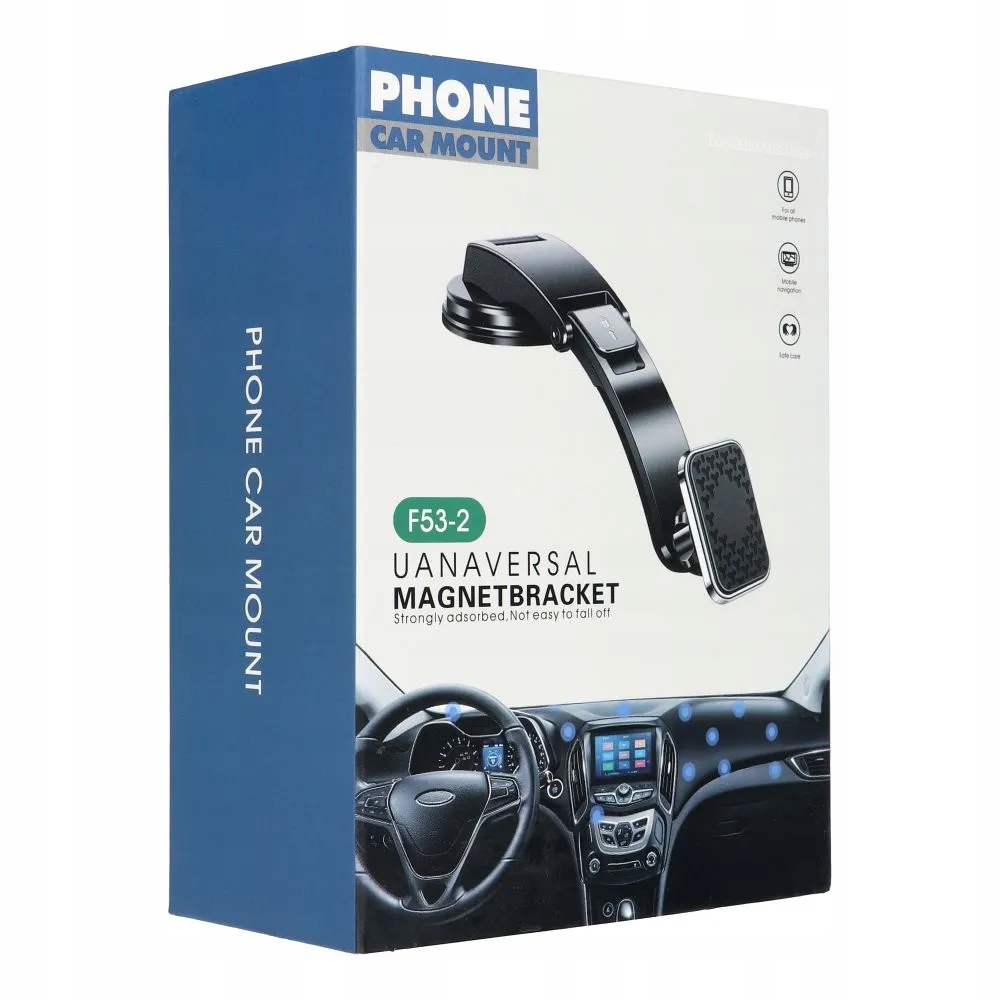 Uchwyt samochodowy magnetyczny do deski F53-2 czarny – Bezpieczne korzystanie z telefonu w trakcie jazdy