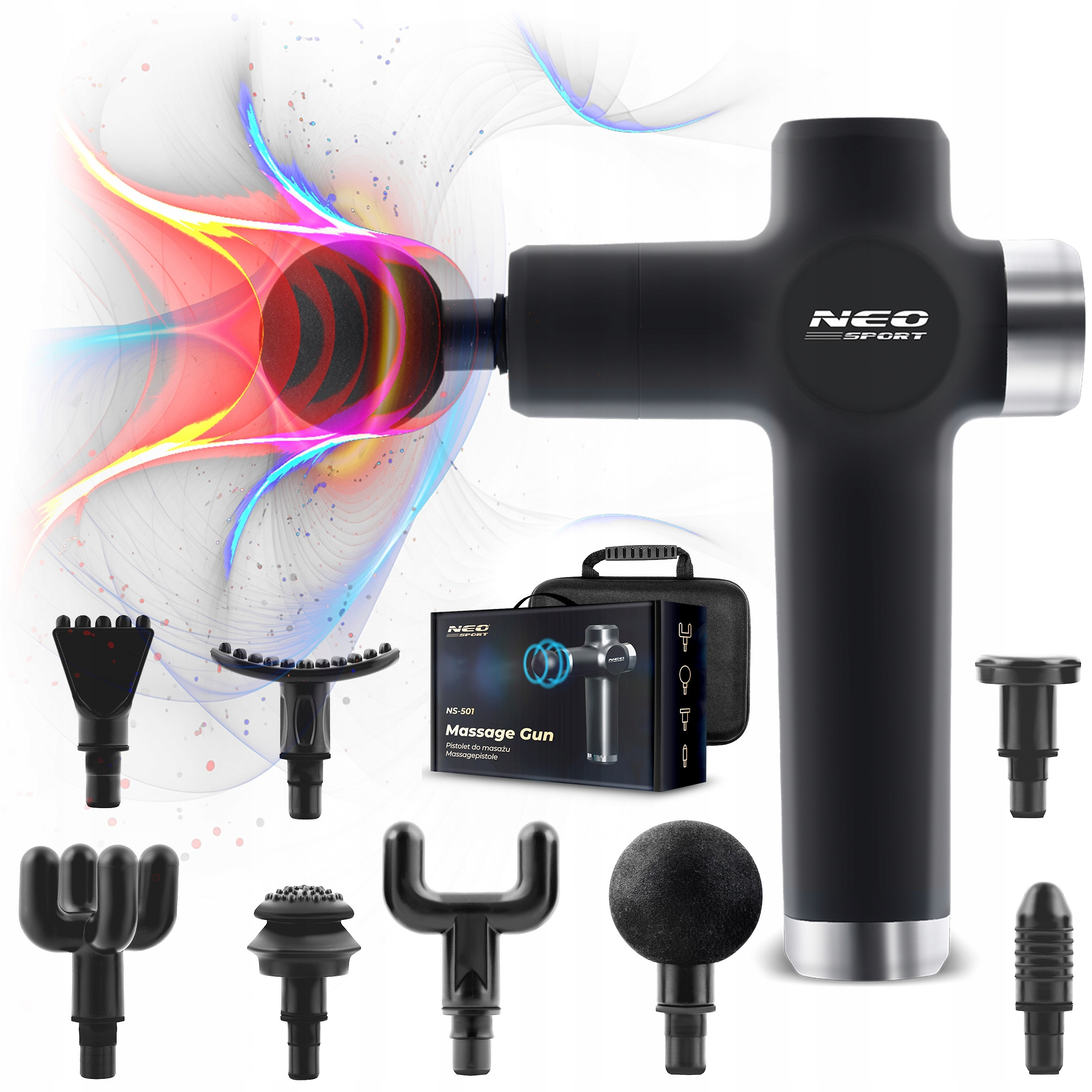 8 wymiennych końcówek do różnorodnych masaży