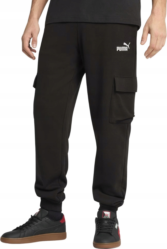 Spodnie męskie Puma ESS No.1 Logo Cargo czarne 682661 01 – Komfort i styl na co dzień