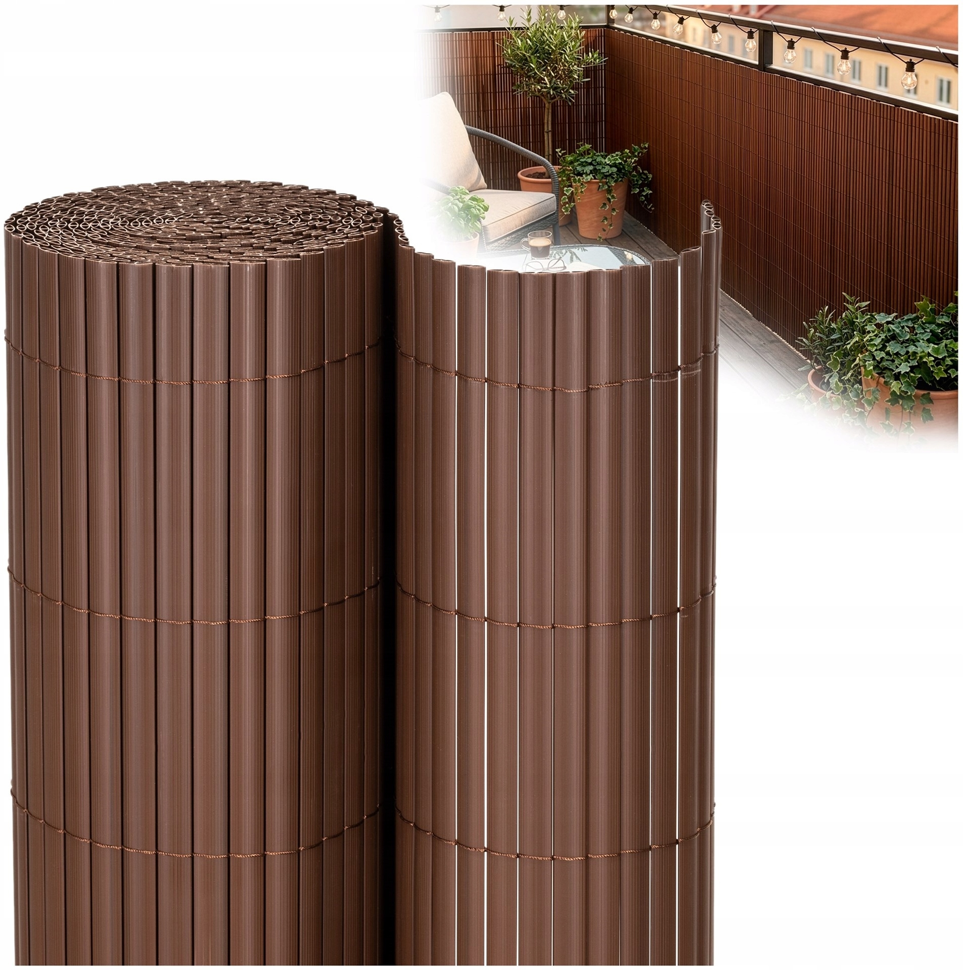 Osłona PVC maskująca na balkon, taras, ogrodzenie 500x100 cm brązowa – Estetyka i funkcjonalność w jednym