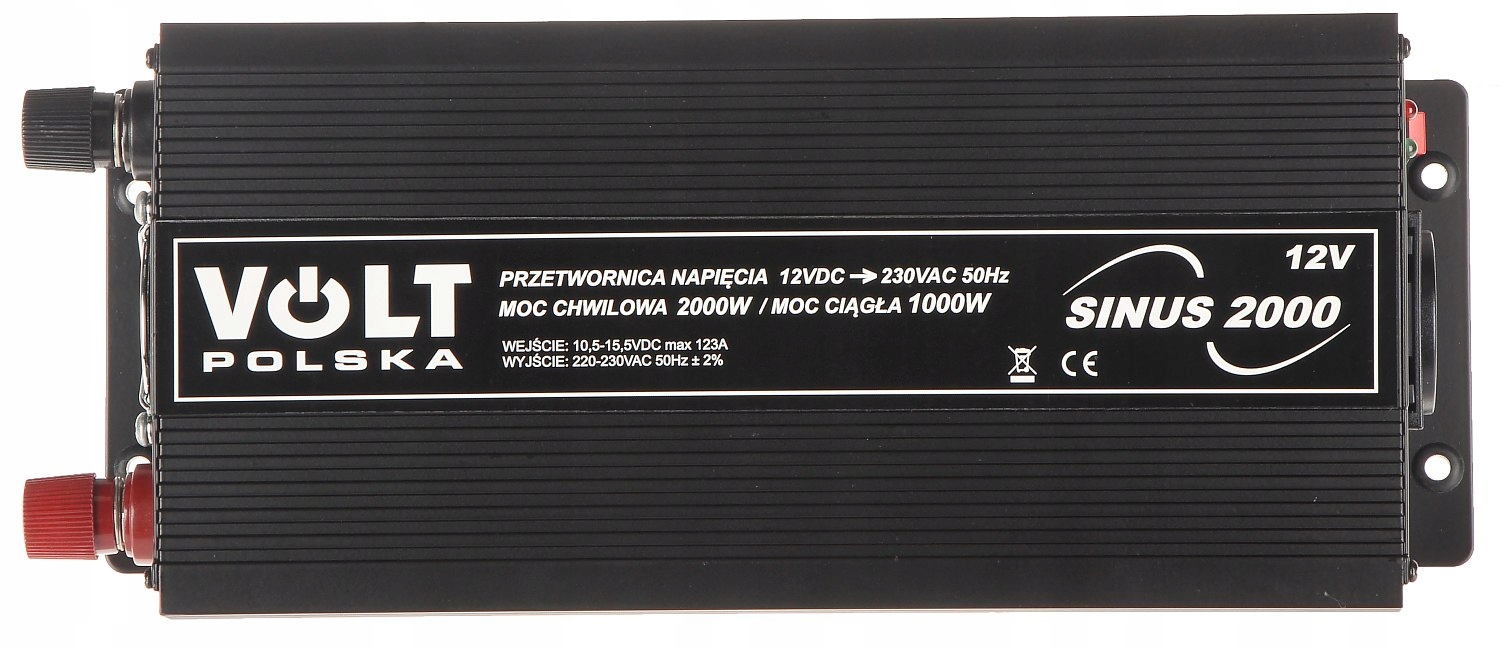 Wydajność i moc przetwornicy – 2000W chwilowo, 1000W ciągłej pracy